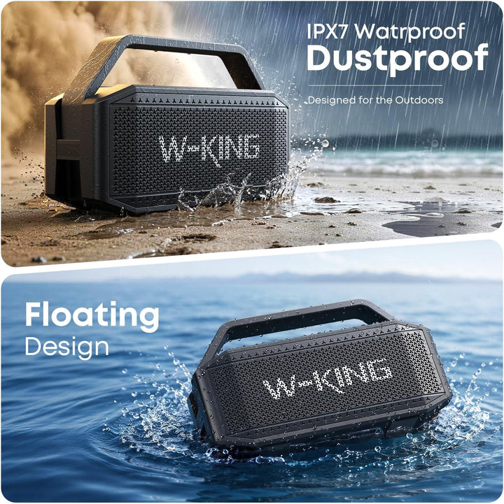 W-KING Bluetooth Lautsprecher Boxen Gross, 60W(100W Spitze) IPX6 Musikbox Lautsprecher Bluetooth Box