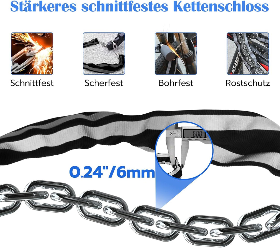 Anweller Fahrradschloss Fingerabdruck, Hohe Sicherheit Anti-Diebstahl Fahrrad Kettenschloss mit APP,