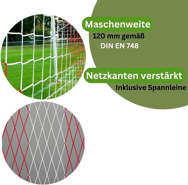 Fussball Tornetz Fussballtornetz Fussballnetz 7,50 x 2,50 m Tiefe Oben 2,00 / unten 2,00 m PP 4 mm F