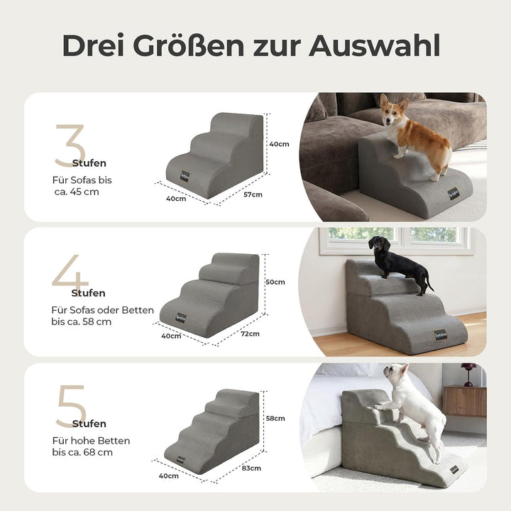 Sytopia Hundetreppe 5 Stufen, 58 cm, bis 36 kg, Katzentreppe für Bett Sofa Couch, 30D CertiPUR-US Sc