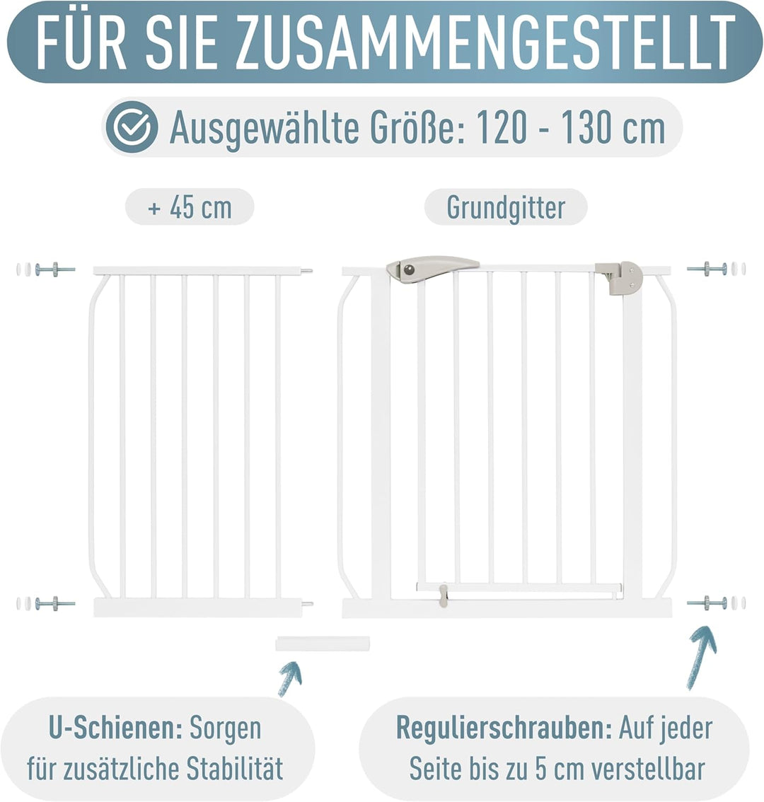 ib style® Berrin ! PREISSIEGER ! Treppengitter 58-175cm | Türschutzgitter | Ohne Bohren | 90° Stop |