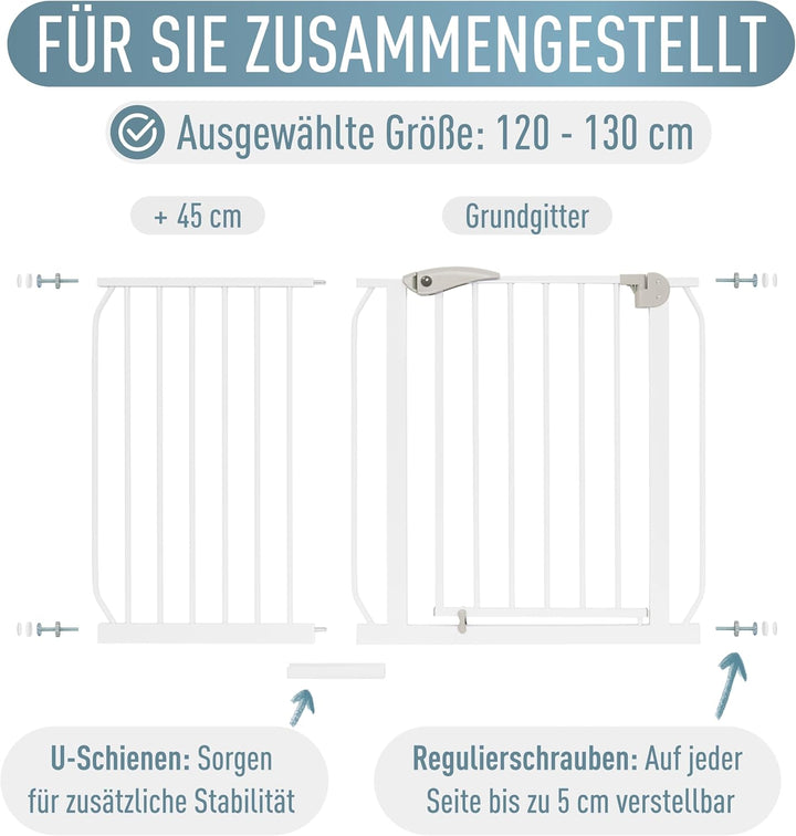 ib style® Berrin ! PREISSIEGER ! Treppengitter 58-175cm | Türschutzgitter | Ohne Bohren | 90° Stop |