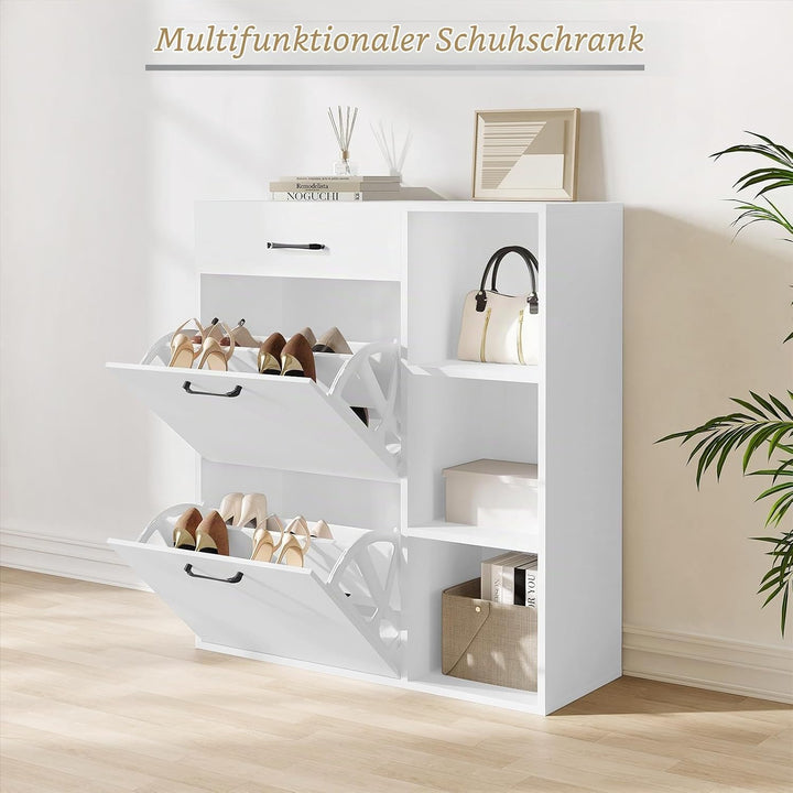 WOLTU Schuhregal Schuhkipper mit 3 Klappfächern, Schuhschrank Schuhorganizer Schuhständer schmal hoc
