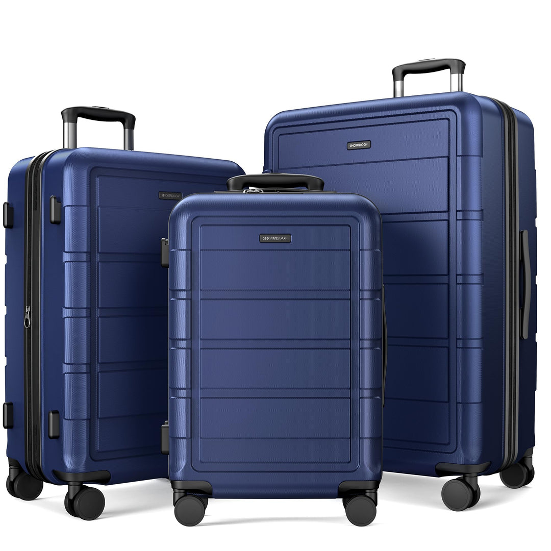 SHOWKOO Kofferset 3 Teilig Hartschale Leicht ABS+PC Erweiterbar Reisekoffer Haltbar Trolley Handgepä