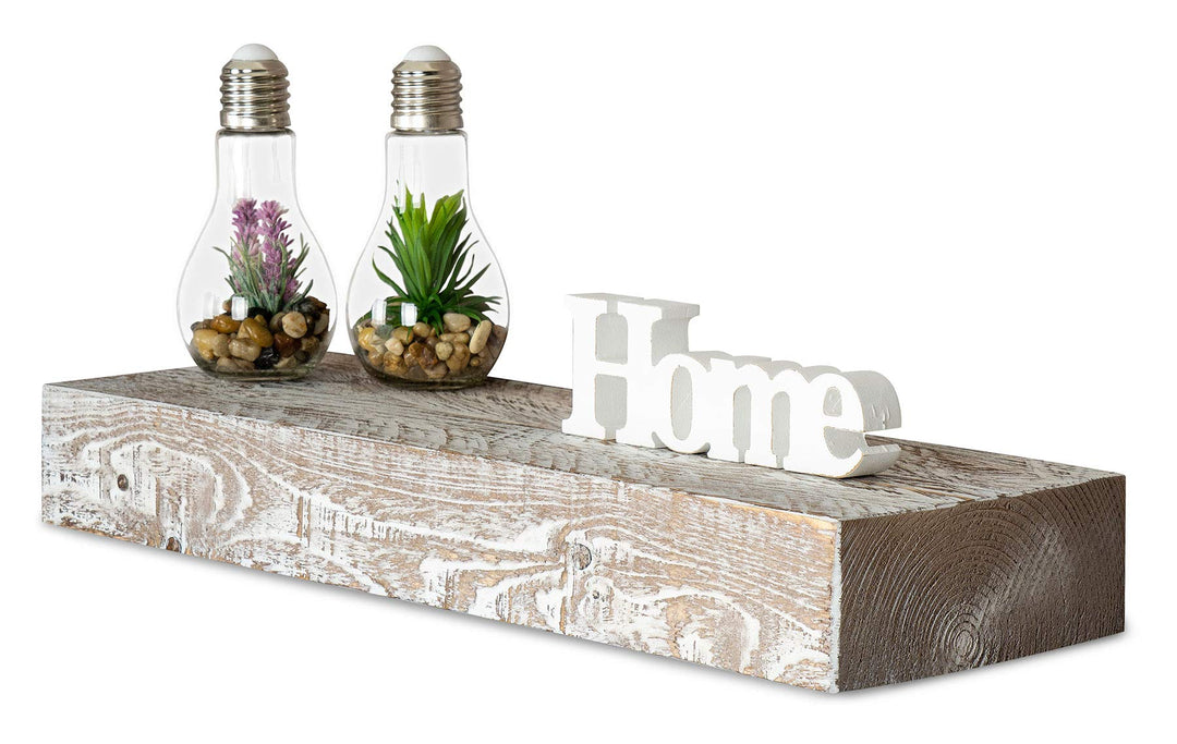 levandeo Wandregal Holz Massiv 60x20cm Shabby Chic Wandboard Vintage Rustikal Design Natur Regal Bor