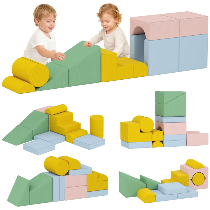 AIYAPLAY Schaumstoff Bausteine 12-TLG. Softbausteine Kinder Bausteinset mit Cord-Optik Klettern Gros