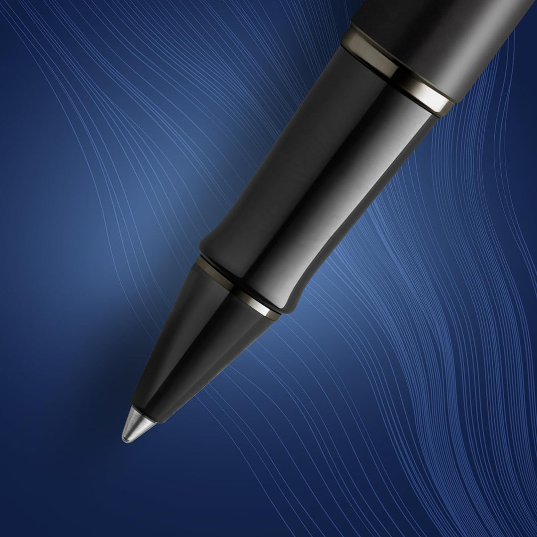 Waterman Expert Rollerball | Schwarze Metallic-Lackierung mit Ruthenium-Zierteilen | Feine Spitze |