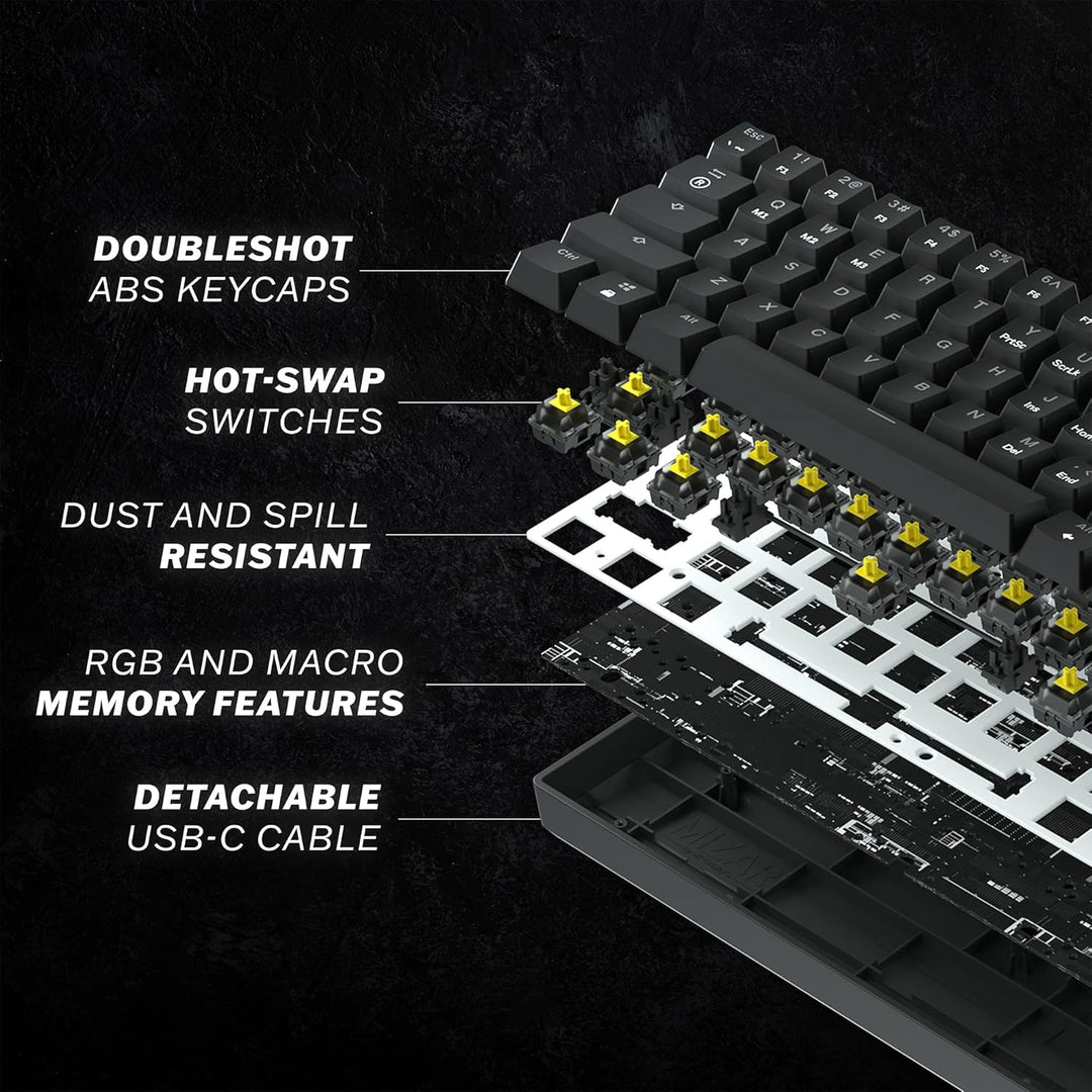 HK Gaming GK61 mechanische 60 Prozent Tastatur | 61 programmierbare Tasten mit RGB Beleuchtung | Kom