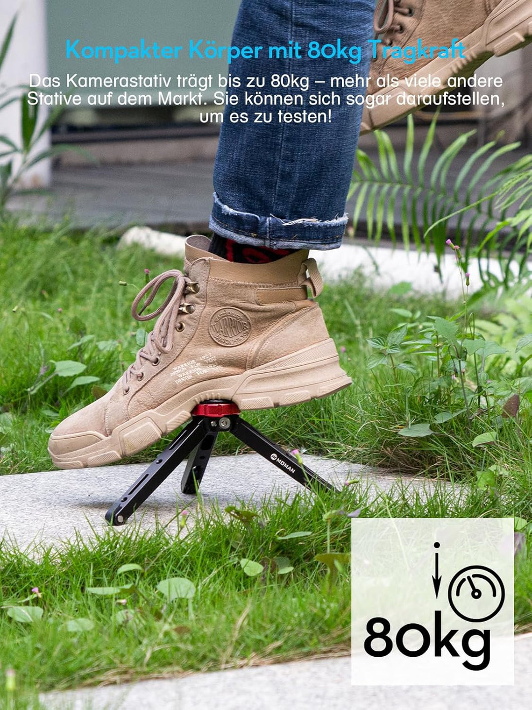 Moman Tischstativ mit Kugelkopf, Mini Kamera Stativ 360° Stativkopf, 1/4 3/8 Schraubbefestigung, CNC