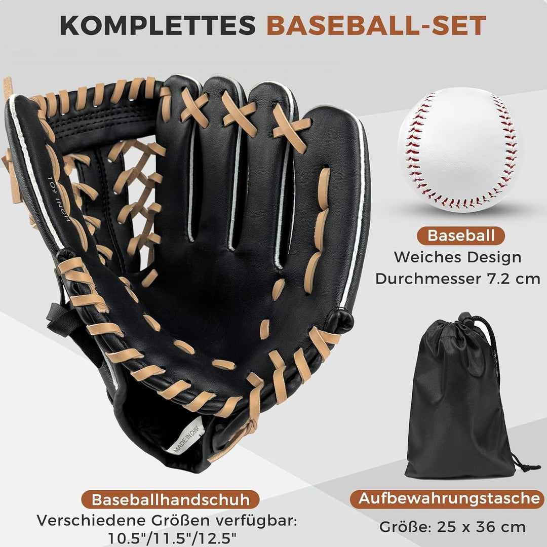 Baseball Handschuhe, Softball Handschuhe mit 1 Ball, Baseball Training Wettbewerb Handschuh Verdicke
