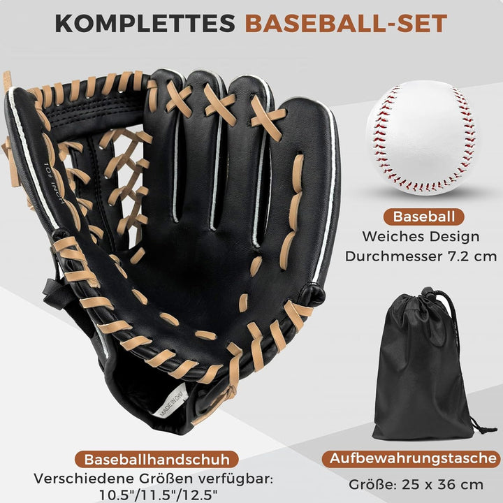 Baseball Handschuhe, Softball Handschuhe mit 1 Ball, Baseball Training Wettbewerb Handschuh Verdicke