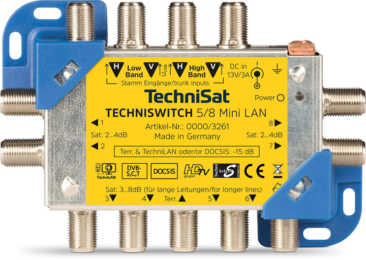 TechniSat TECHNISWITCH 5/8 MINI LAN, Multischalter / Satverteiler inkl. LAN für 8 Teilnehmer, 100m E