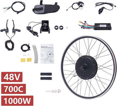 WSIKGHU Ebike Umbausatz Motor für Fahrrad 1000W 48V E-Bike Umrüstkit Vorder-/Hinterrad E-Bike Antrie