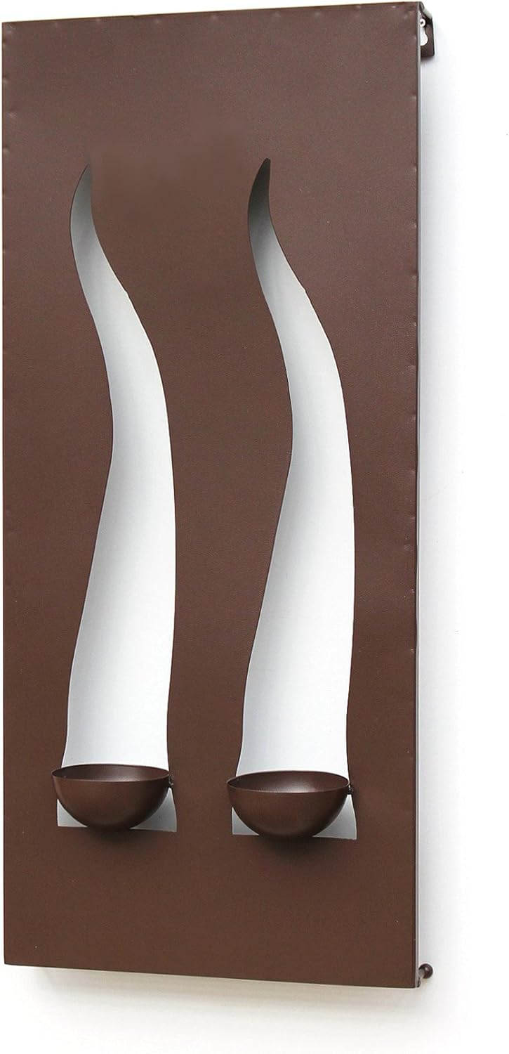 Kerzenhalter Windlicht "Flamme" 60x16x20cm 2-flammig Kerzenleuchter Metall Braun Metalldekoration z.
