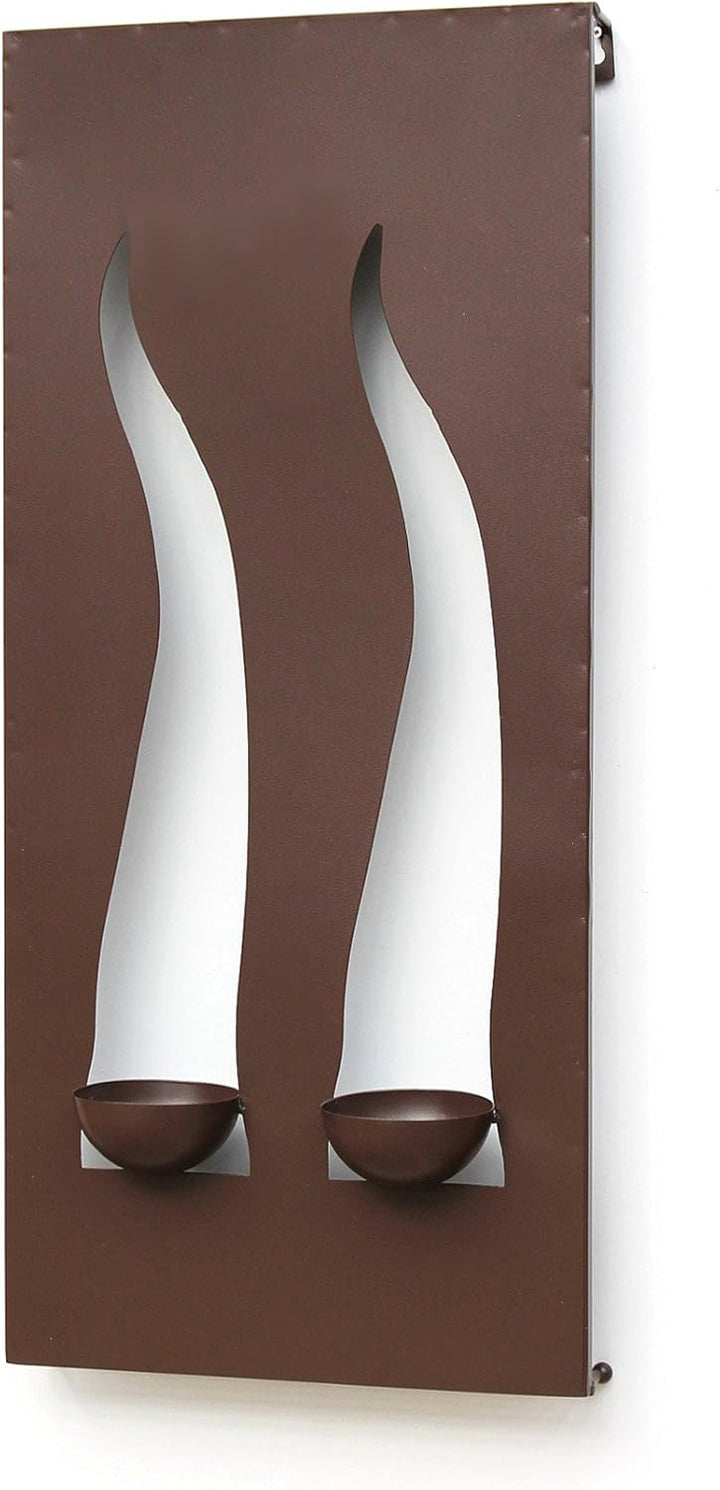 Kerzenhalter Windlicht "Flamme" 60x16x20cm 2-flammig Kerzenleuchter Metall Braun Metalldekoration z.