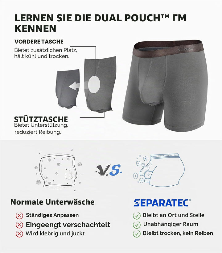 Separatec Boxershorts Herren Bambus Rayon Atmungsaktiv Weich Männer Unterhosen mit Doppelter Beutel
