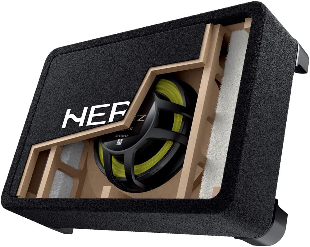 Hertz MPBX 250 S2 – 25-cm Gehäuse-Subwoofer, 500W RMS, 2Ω, 25–400 Hz Frequenzgang, Schwarz, Plug-and