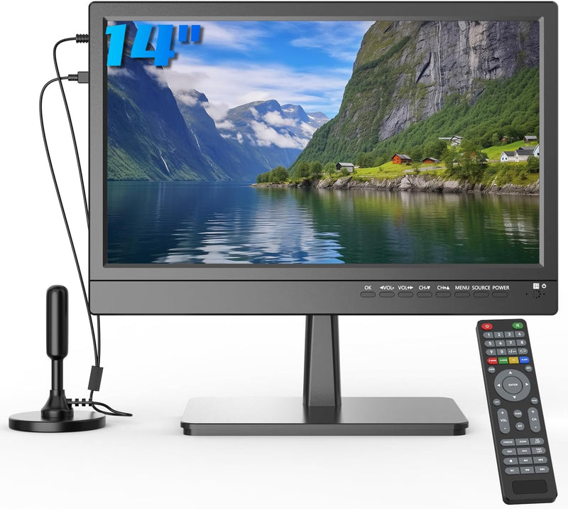 ZOSHING TV 14-Zoll-Fernseher,1080p Kleine Fernseher-Bildschirme,Integrierter Digital Tuner T2, HDMI/