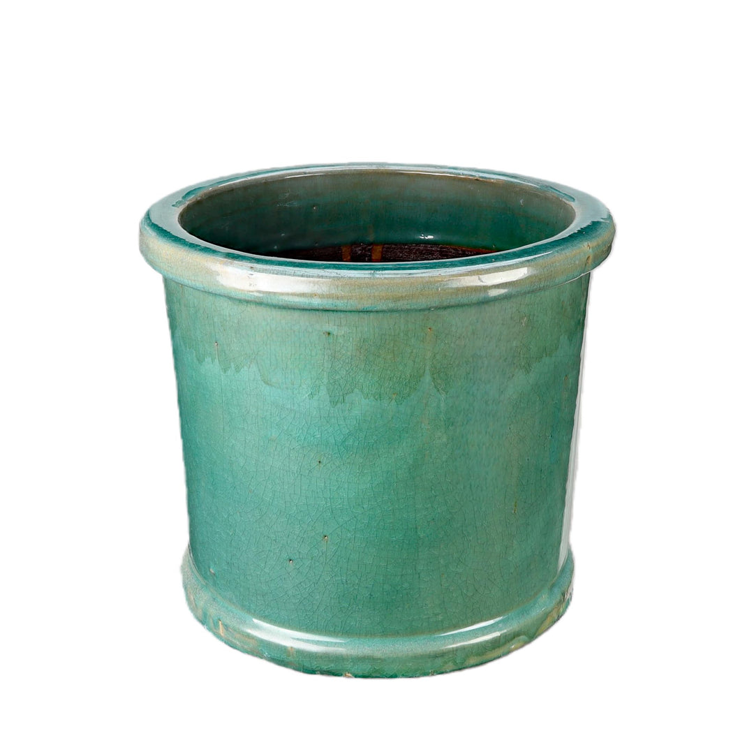 TucanoHamburg Blumentopf, Modell Zylinder Jade, grün/blau 29x25cm, frostfest