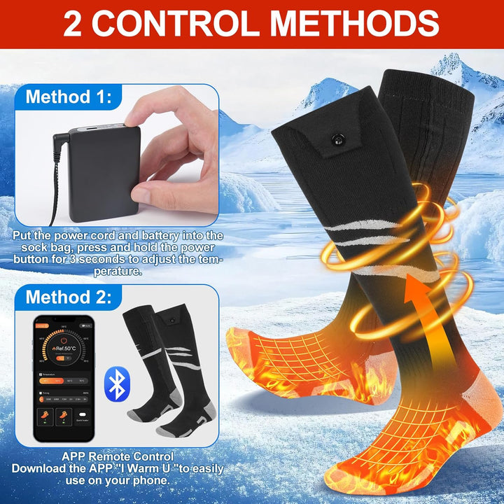 Beheizbare Socken mit APP Wiederaufladbare elektrische Beheizte Socken für Damen und Herren 4 Temper
