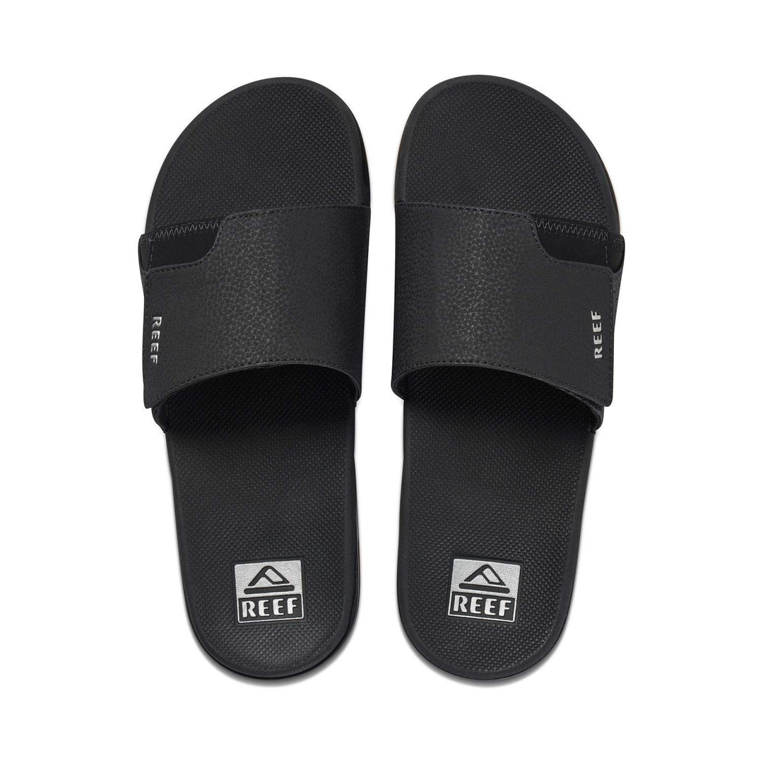 Reef Herren Fanning Slide Flipflop 37.5 EU Black Silver, 39 EU