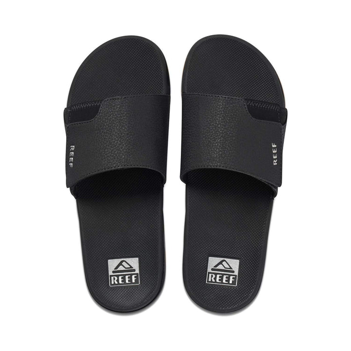 Reef Herren Fanning Slide Flipflop 37.5 EU Black Silver, 39 EU