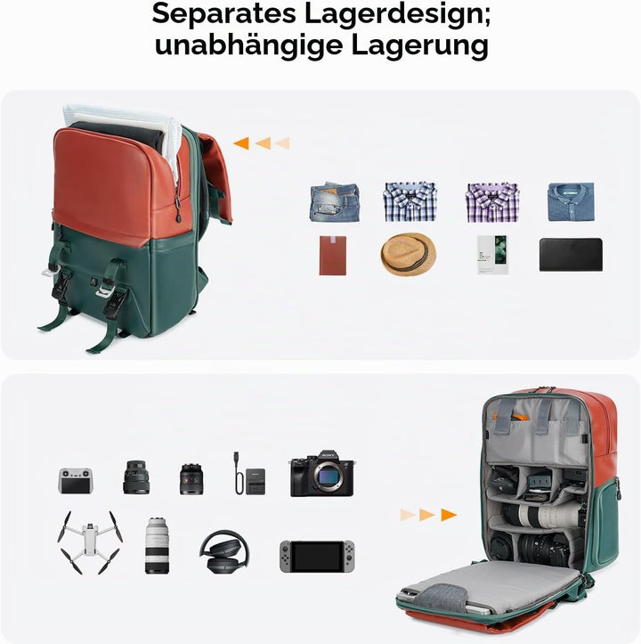 K&amp;F CONCEPT Kamerarucksäcke 20L, Grosse Camera Backpack 15,6 Zoll Laptopfach, Spritzwassergeschutzt