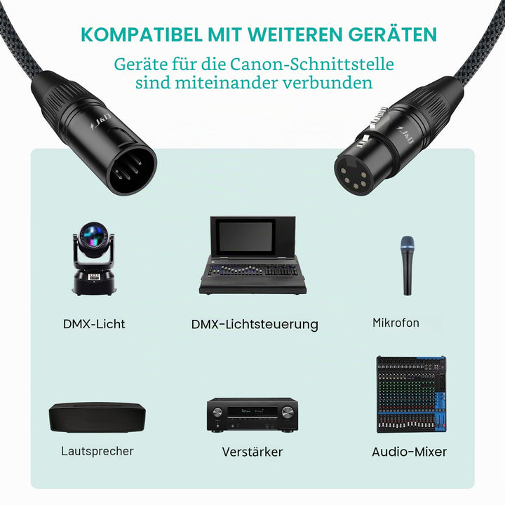 J&amp;D 5 PIN XLR DMX Kabel, DMX512 XLR 5-polig Stecker auf 5-polig Buchse DMX 512 Turnaround DMX Bühnen