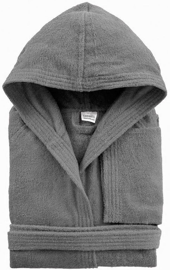 Bassetti Time Bademantel mit Kapuze, Unisex, erhältlich in den Grössen S, M, L, XL, XXL, Material: M