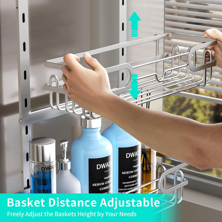 HapiRm Duschablage zum Hängen Hängeregal Dusche - Duschregal zum Hängen Einstellbar mit 4 Duschkorb,