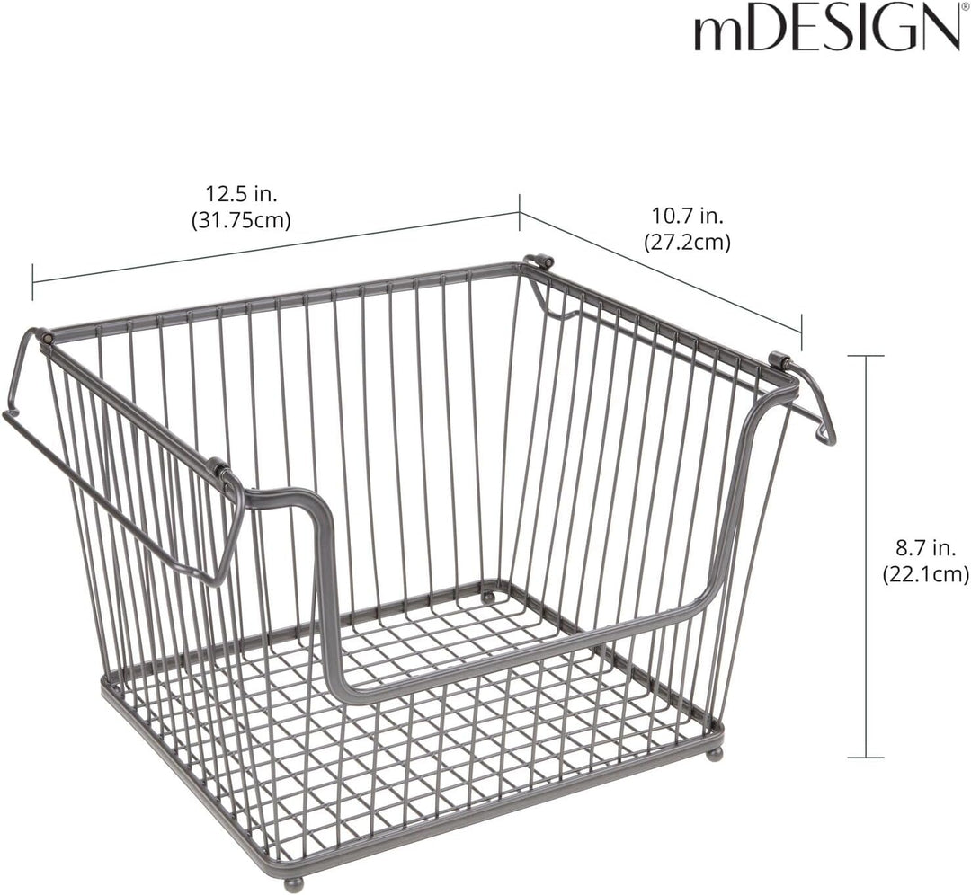 mDesign Metall Ablagebox mit Henkeln – grosser Aufbewahrungskorb im ansprechenden Design – idealer D