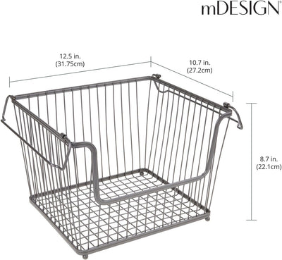 mDesign Metall Ablagebox mit Henkeln – grosser Aufbewahrungskorb im ansprechenden Design – idealer D