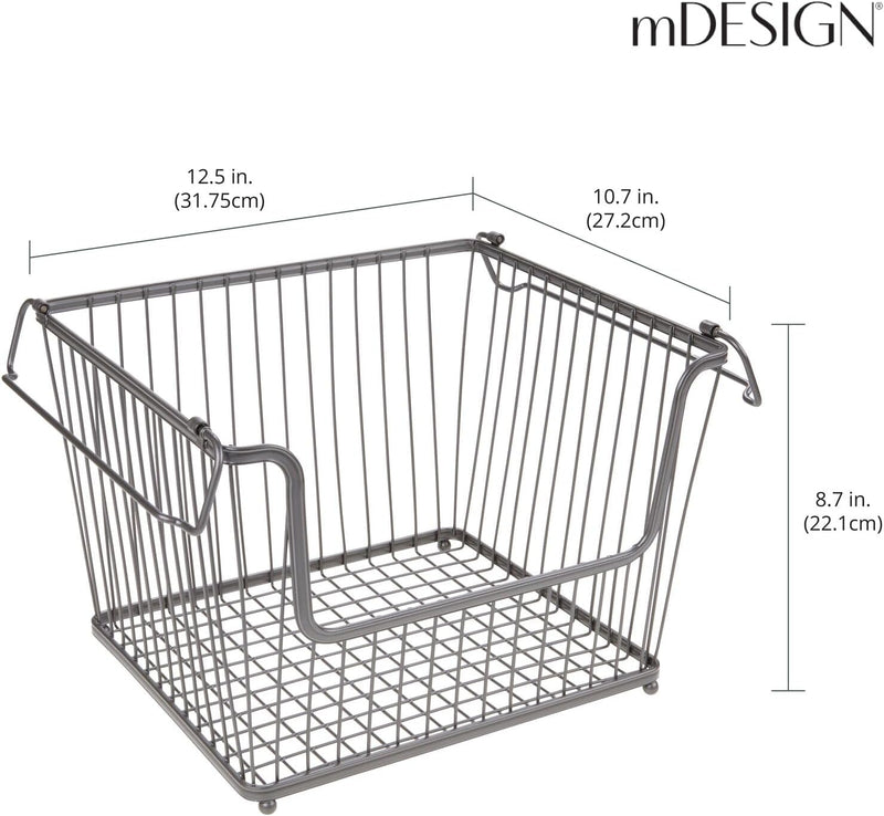 mDesign Metall Ablagebox mit Henkeln – grosser Aufbewahrungskorb im ansprechenden Design – idealer D