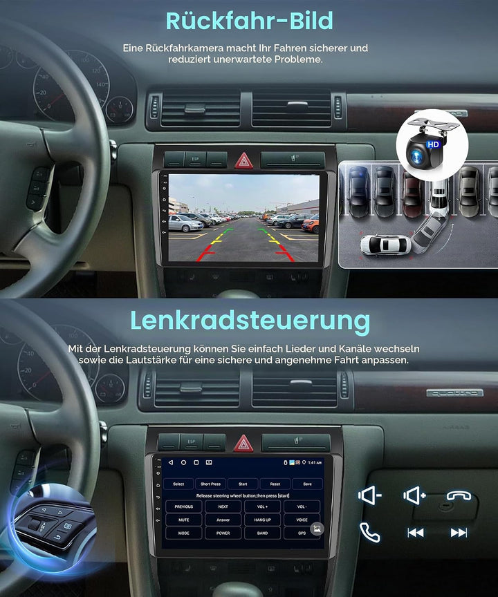 Rimoody 4+64G Android Autoradio für Audi A6/C5/S6/RS6 1997-2006 9 Zoll Touchscreen Kabelloses Carpla