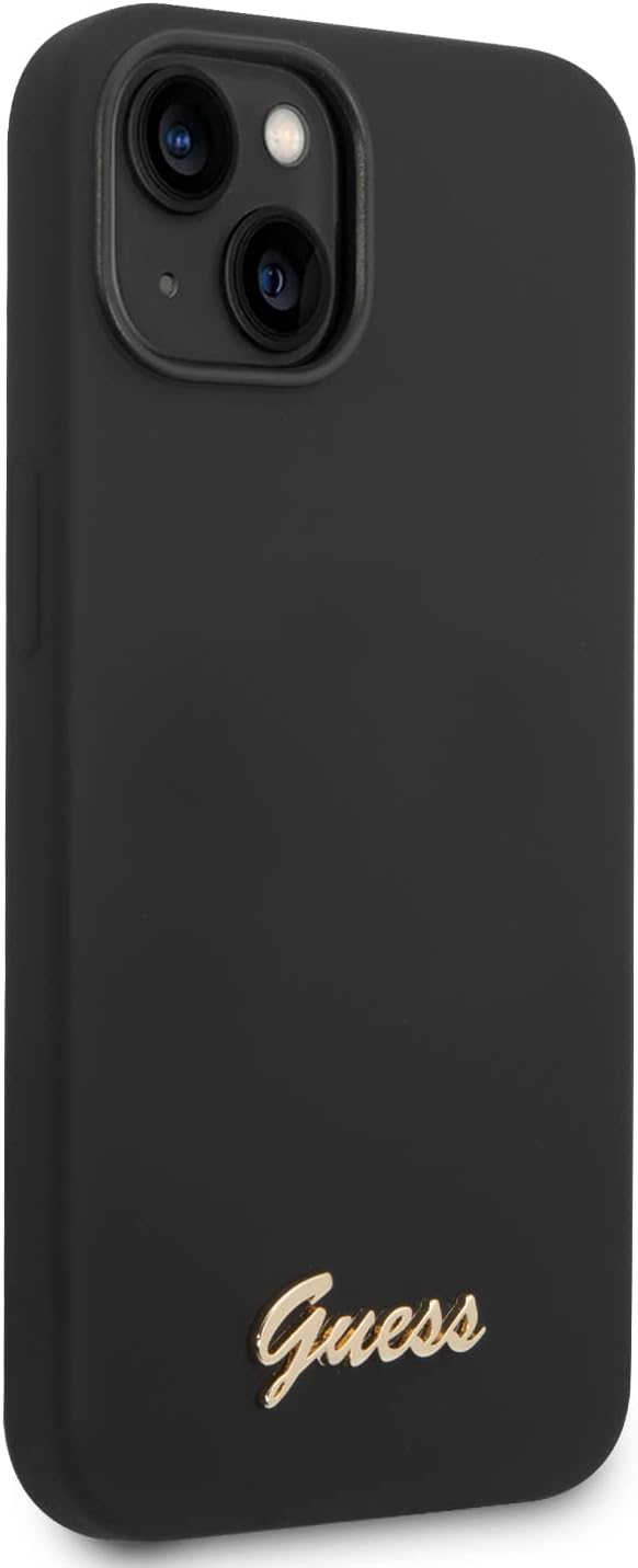 GUESS GUHCP14MSLSMK Hülle für iPhone 14 Plus 6,7" Schwarz Hard case Silicone Vintage Gold Logo