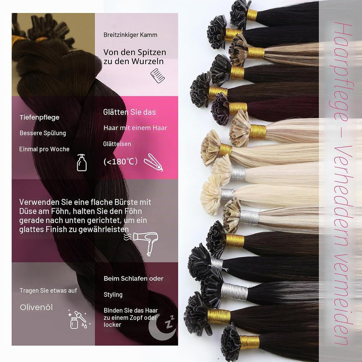 Moresoo Braun Bonding Extensions Echthaar 16Zoll/40cm U Tip Hair Extensions Echthaar Bondings Dunkel