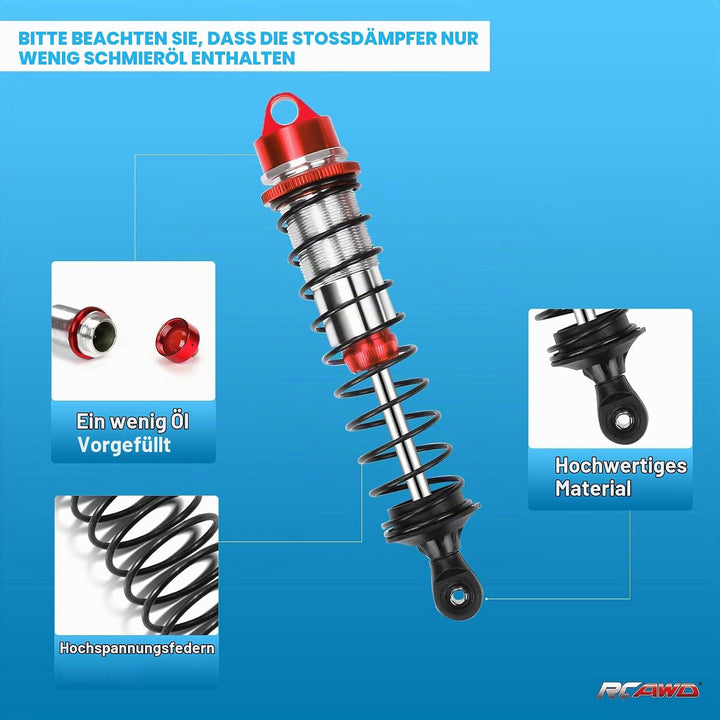 RCAWD ARRMA Shock Set rc Stossdämpfer vorne hinten für Arrma 1/7 1/8 Mojave EXB Outcast Notorious Ty