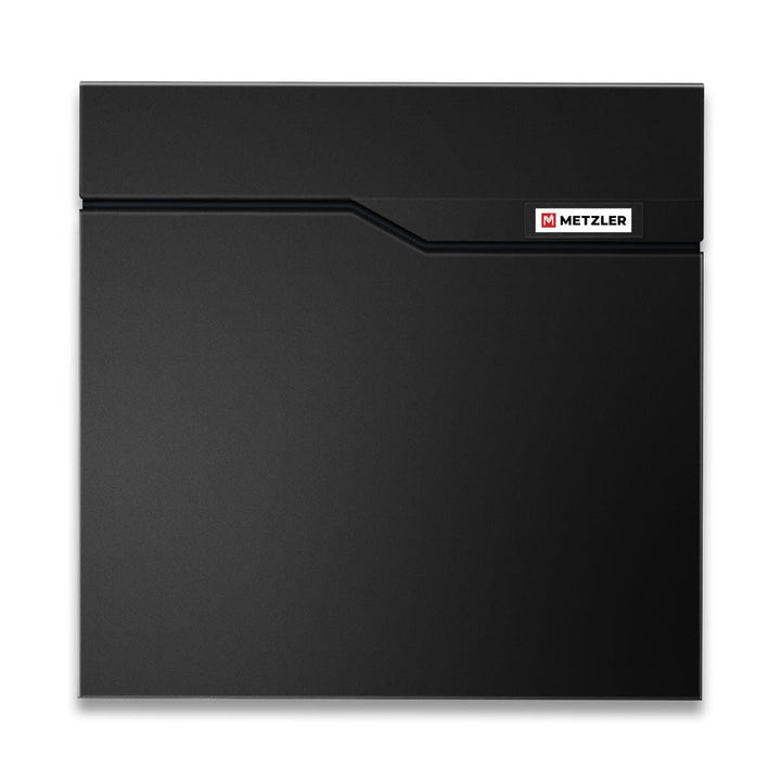 Metzler Briefkasten in Schwarz RAL 9005 mit Zeitungsfach –Wandbriefkasten Metall pulverbeschichtet –