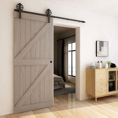 CCJH 183CM (6FT) Schiebetürbeschlag Set Schiebetürsystem Laufschiene für Schiebetür Hängeschiene für