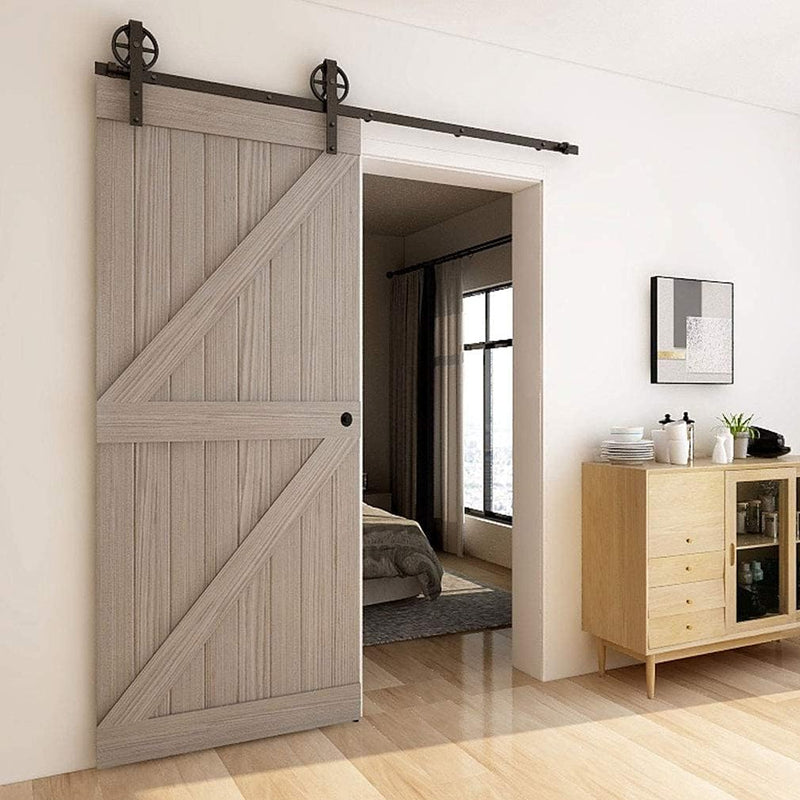 CCJH 183CM (6FT) Schiebetürbeschlag Set Schiebetürsystem Laufschiene für Schiebetür Hängeschiene für