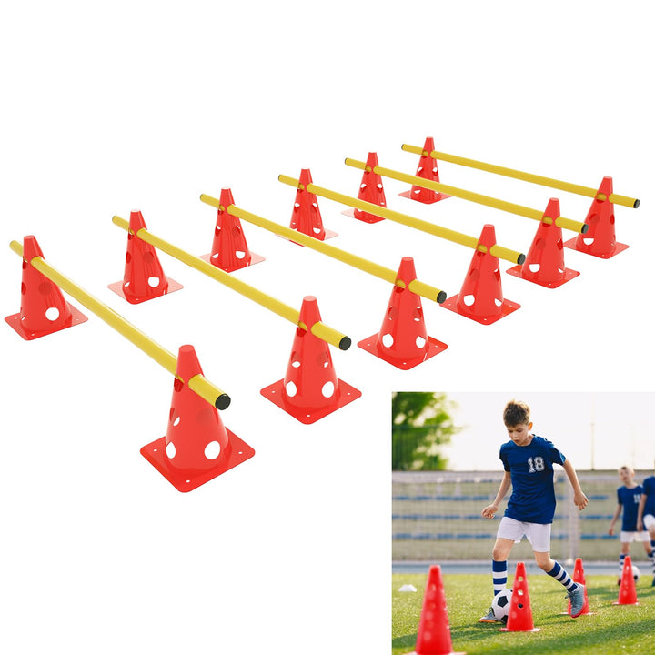 YUENFONG Steckhürdenset Agility, Steckhürden Set 3 Loch Höhenverstellbar Koordinationstraining Train
