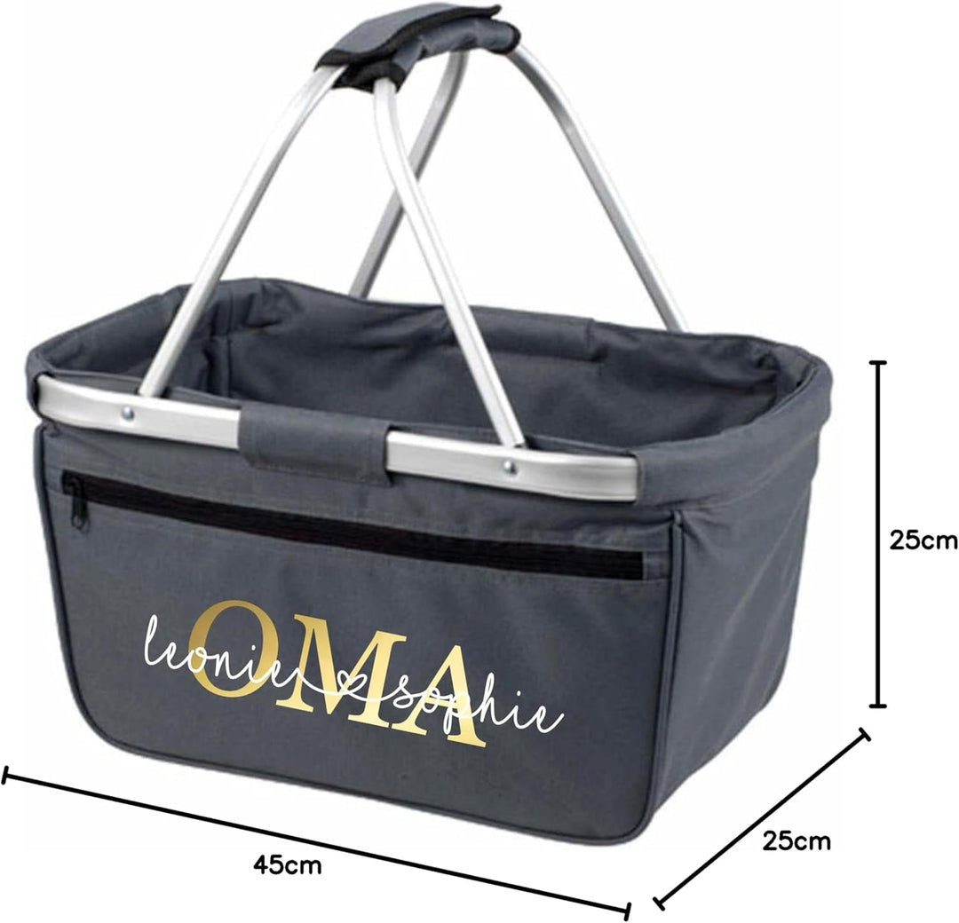 AWASG Einkaufskorb Oma - Personalisiert mit Name - Einkaufstasche faltbar Tragekorb mit Aufdruck - 4