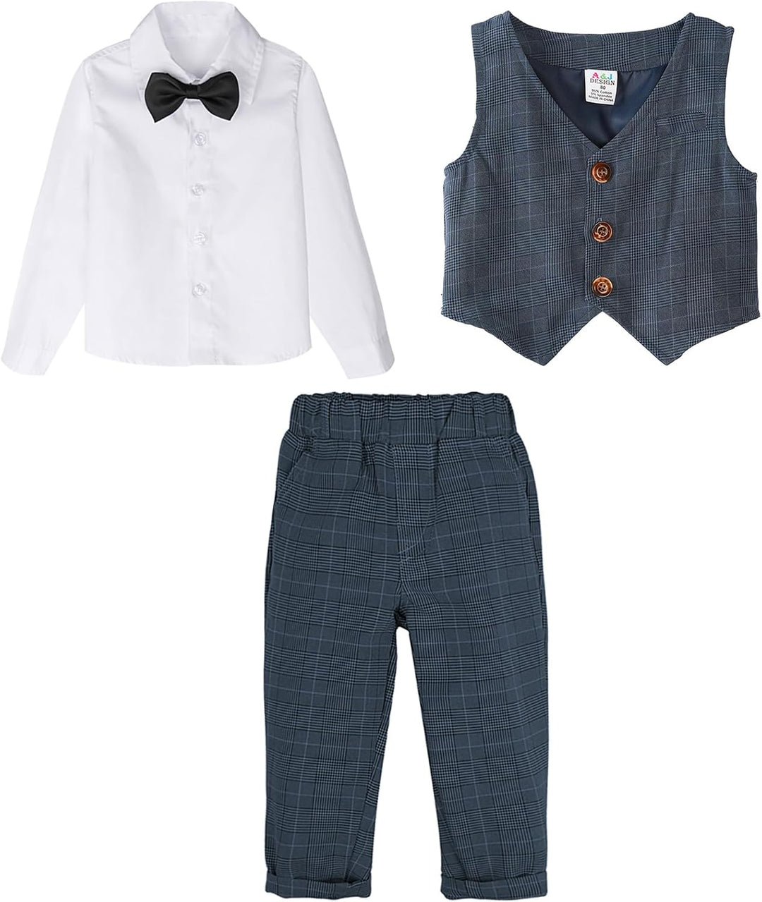 mintgreen Baby Anzug Junge, 3 Stück Gestreift Outfit Hochzeit Gentleman Kleiderset Lange Ärmel Hemd