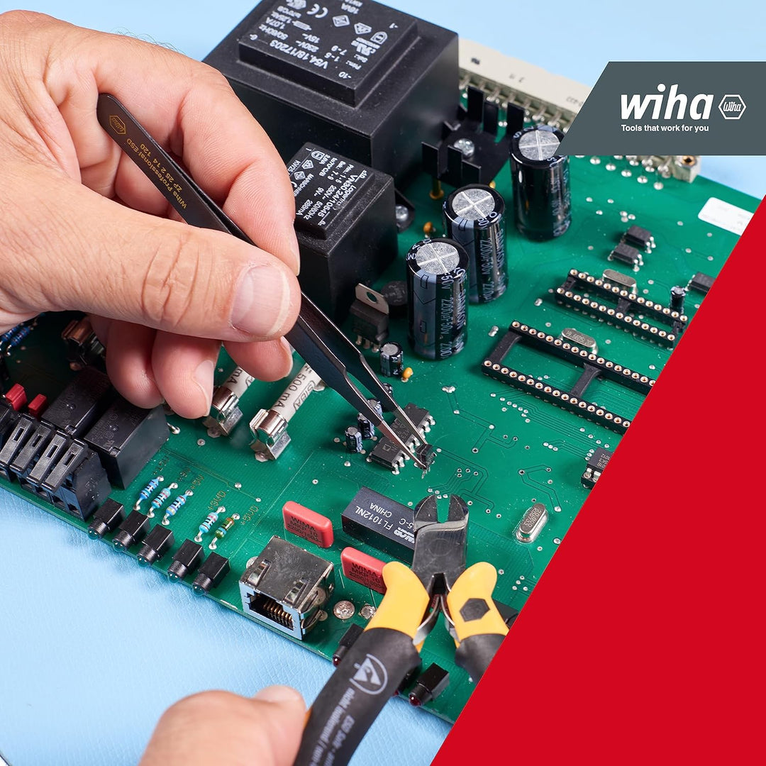 Wiha SMD-Pinzette Set Professional ESD (32349), Pinzette für elektrostatische Bauteile, feine Zange