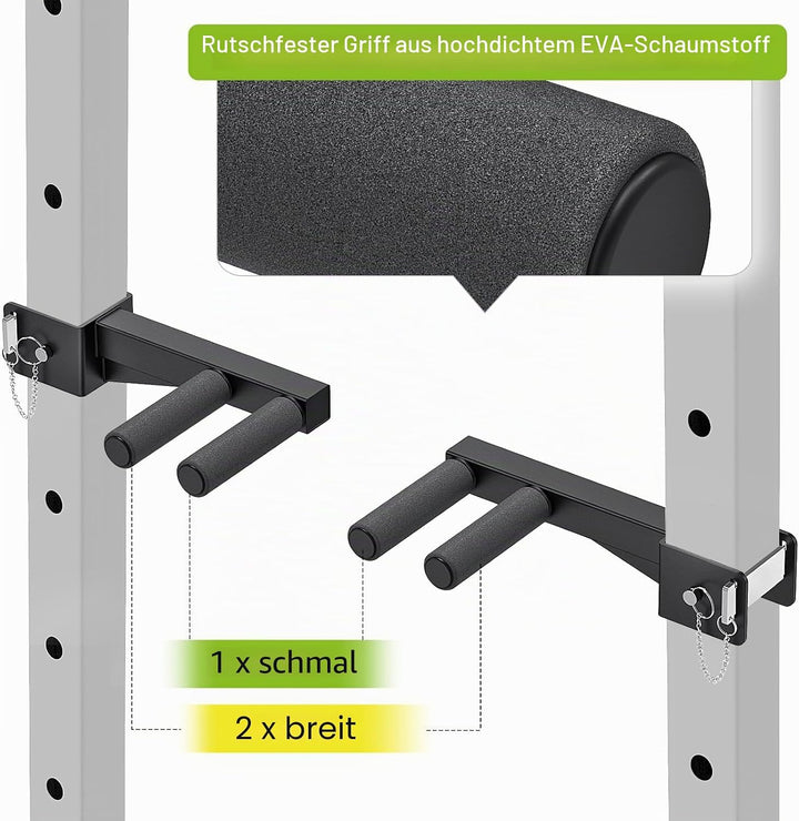 Dip-Stangen-Aufsatz für 2 x 2 Zoll und 3 x 3 Zoll Power Rack, rutschfeste breite und schmale Griffe,