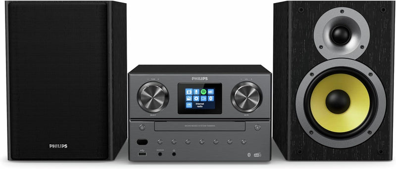 Philips Mini Stereoanlage mit Bluetooth/Spotify Connect, DAB+, UKW-Radio, USB, CD-Player, MP3, Bassr