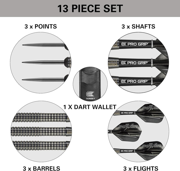 Target Darts Phil Taylor Power 8-Zero Schwarz 80% Wolfram Steeldarts-Set Schwarz Titanium 1 21G Sing