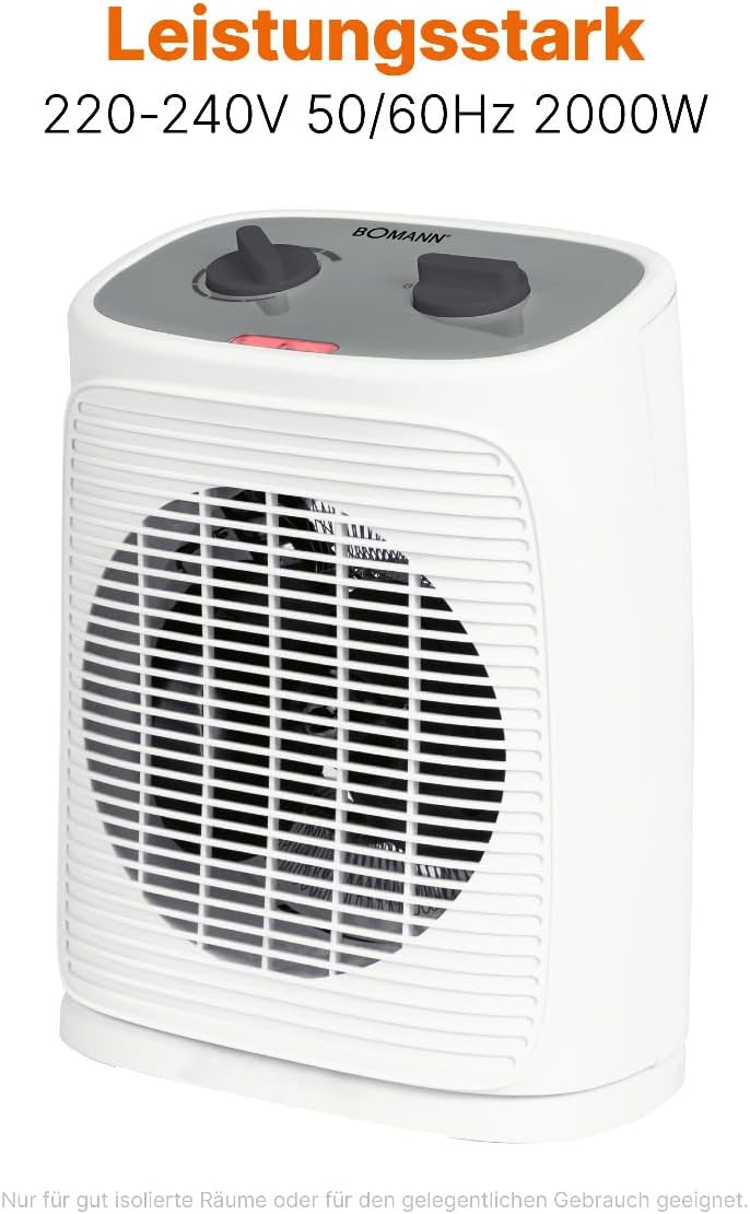 Bomann® Heizlüfter inkl. Ventilatorfunktion | elektrische Heizung mit stufenlosem regelbarem Thermos