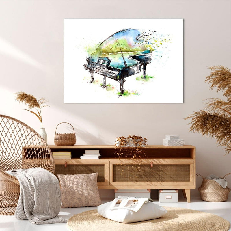 Bilder auf Leinwand 100x70cm Leinwandbild Klavier Natur Musik Eleganz Gross Wanddeko Bild Schlafzimm