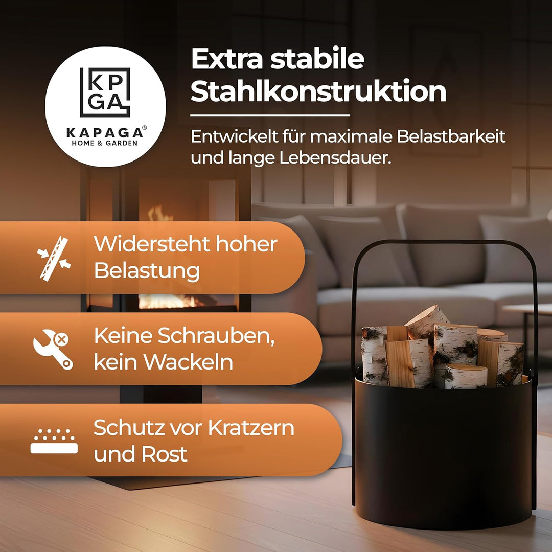 Kapaga - Holzkörbe, Kaminholzregal innen Metall, Holzlager innen, Feuerholzregal, Brennholzregal inn